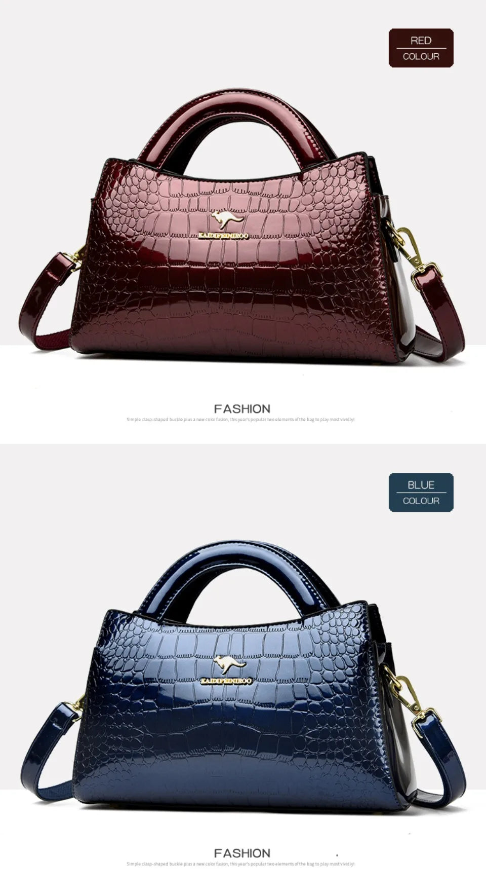 KAIDIFEINIROO Kangaroo Brand Alligator Pu Leather Shoulder Crossbody Bag Clutch Hand Bags for Mother Small Women Handbags New