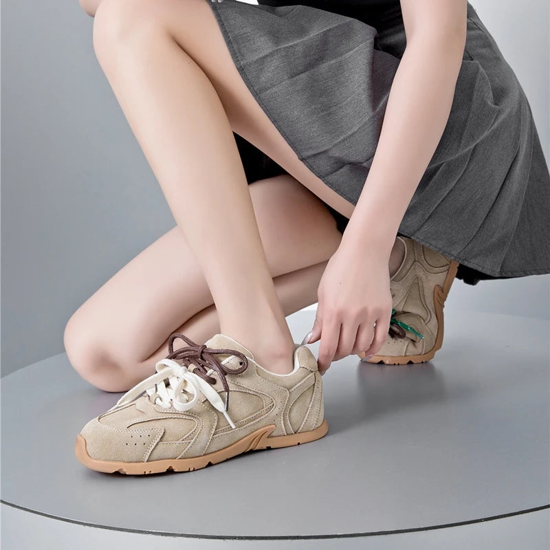 AIYUQI Women's Flat Sneakers – Genuine Leather, Non-Slip