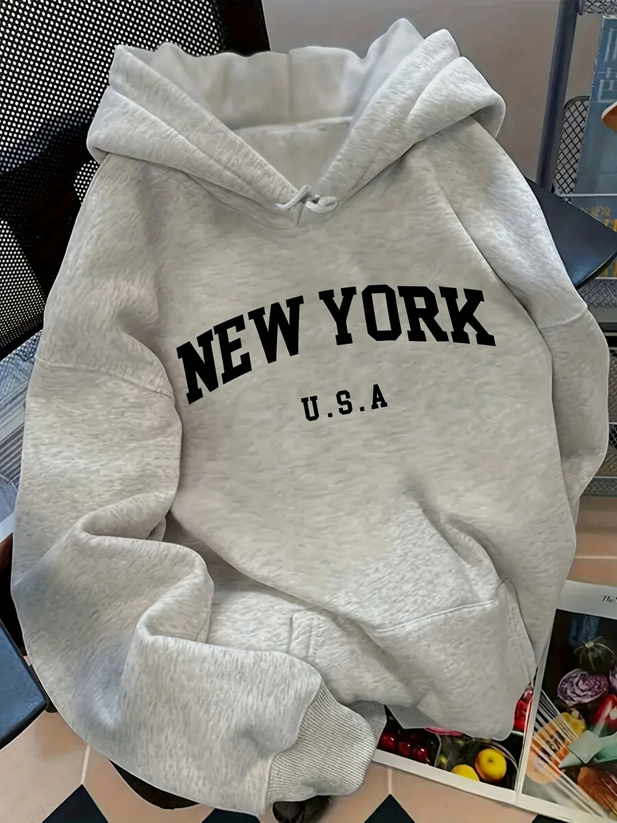Relaxed Fit Women's Hoodie NEW YORK U.S.A. Lettering Pullover Sweatshirt Fashion Casual HipHop Sweatshirt Harajuku Unisex