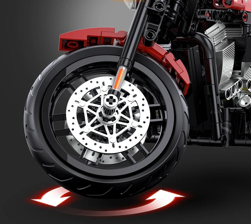 HUIQIBAO 1:8 Classic Motorbike Building Blocks High-tech Model Moto City Racer Bricks Toy for Kid Boy Children Adult MOC Car Set
