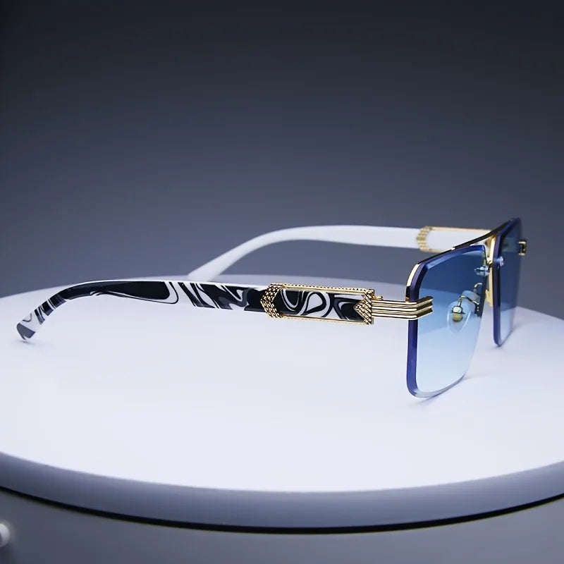 Rimless Rectangle Sunglasses – UV400 Unisex Shades