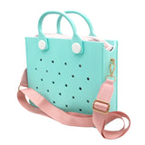 Fashion Storage EVA Large Leather Shoulder Bag Beach Tote Travel Handbag Storage for Women Casual Waterproof Bag Hole Fit Charms