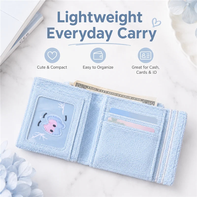 Wallets High Quality Synthetic Leather Embroidery Short Bifold Small Wallet for Men Women Unisex Cute Card Holder Coin Purse
