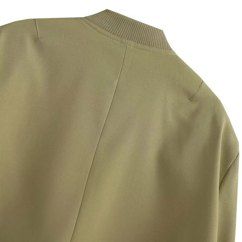 Women’s Vintage Utility Bomber Jacket – Chic Button-Down Outerwear