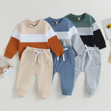 Toddler Boy Color Block Sweatsuit | 2-Piece Cotton Fall/Winter Outfit (0-3T)
