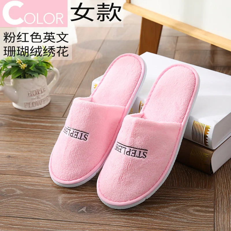 4Pairs/Lot Men Women Kids Disposable Hotel Guest Slippers Cotton Slides Home Travel SPA Slipper Hospitality Cheap Footwear