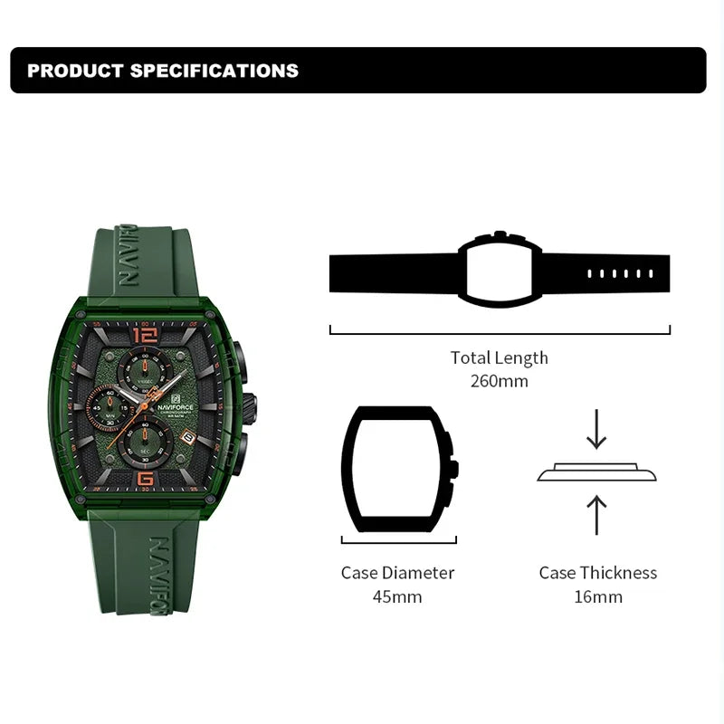 Men’s Waterproof Quartz Watch - Silicone Sport Strap