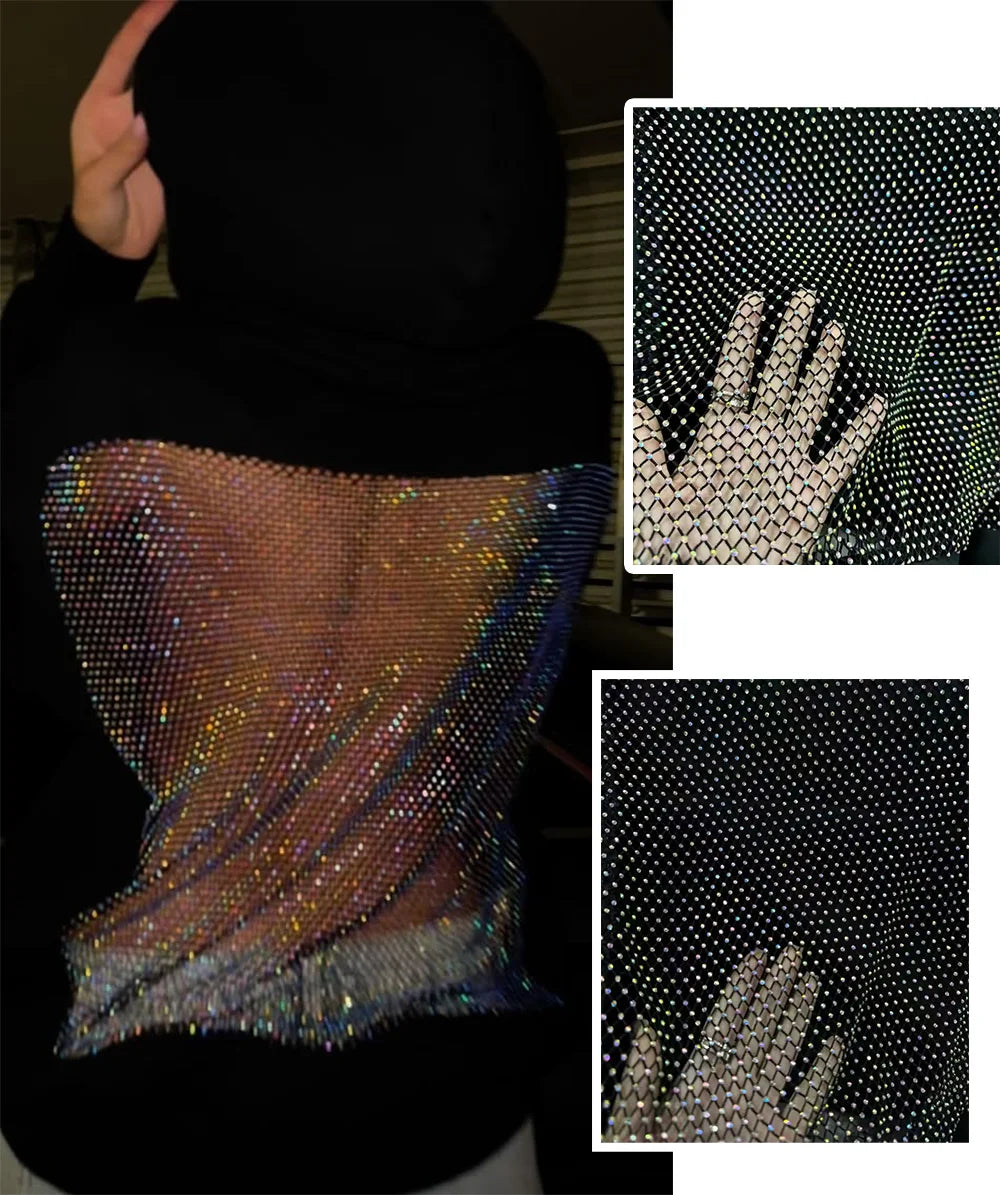 Women's Rhinestone Backless Oversized Hoodie