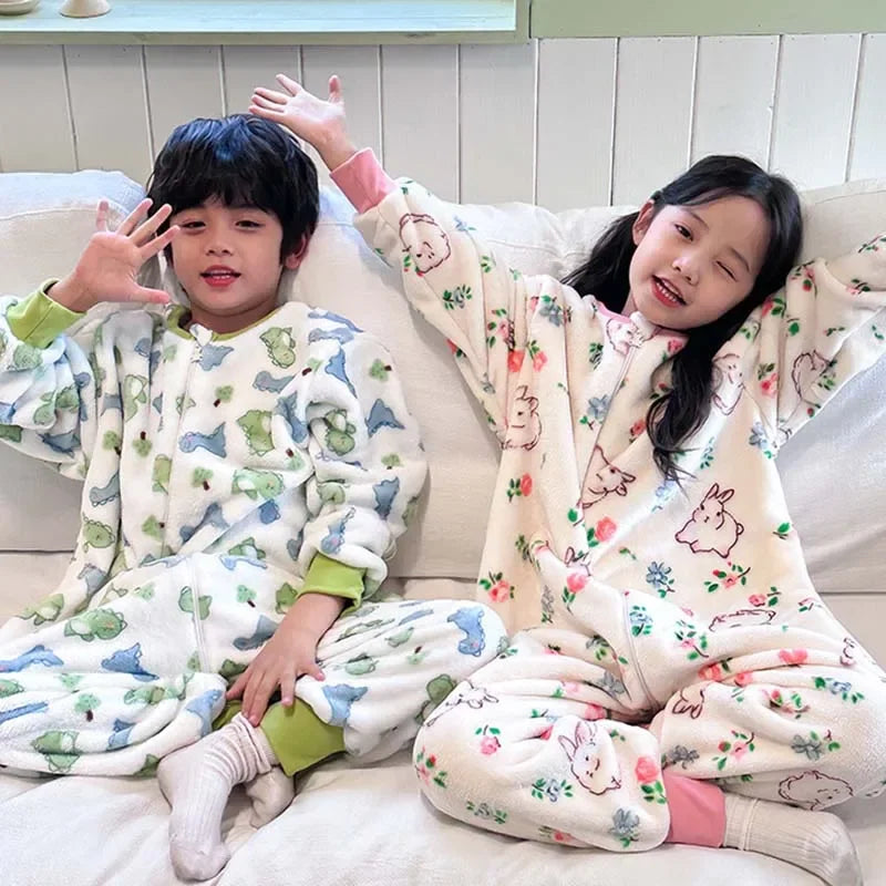 Cozy Cartoon Flannel Kids' Pajamas