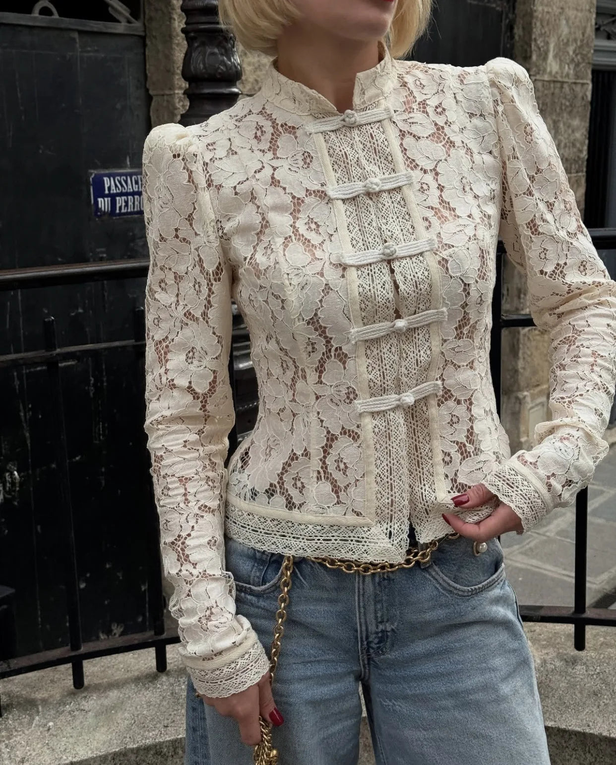 2026 Summer Lace Printed Shirts Tops Female Hollow Out Fashion Commute Vintage See-Through Blouse Women's Lace Shrug Shirts New
