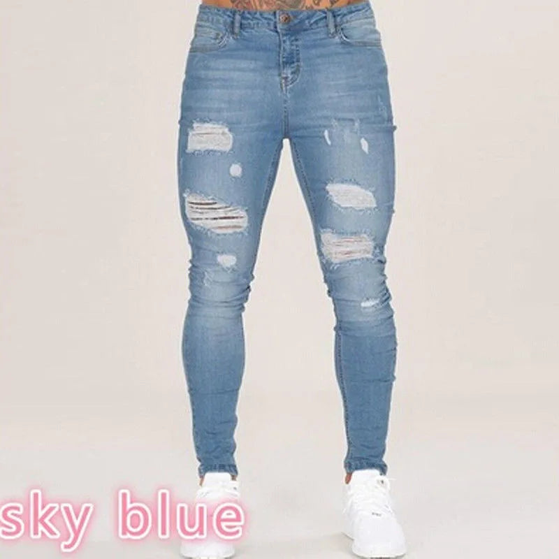 Men’s Ripped Stretch Denim Jeans