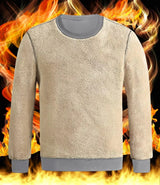 TACVASEN Winter Thicken Fleece Crewneck Sweatshirt Mens Warm Sherpa Lined Heavy Winter Pullover Basic Tops Shirts No Hood Hoodie
