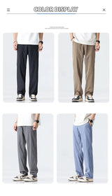 Coffee Ultra-thin Wide Pants Men Lyocell Fabric Breathable Soft Straight Casual Trousers Loose Simple Male Sweatpants
