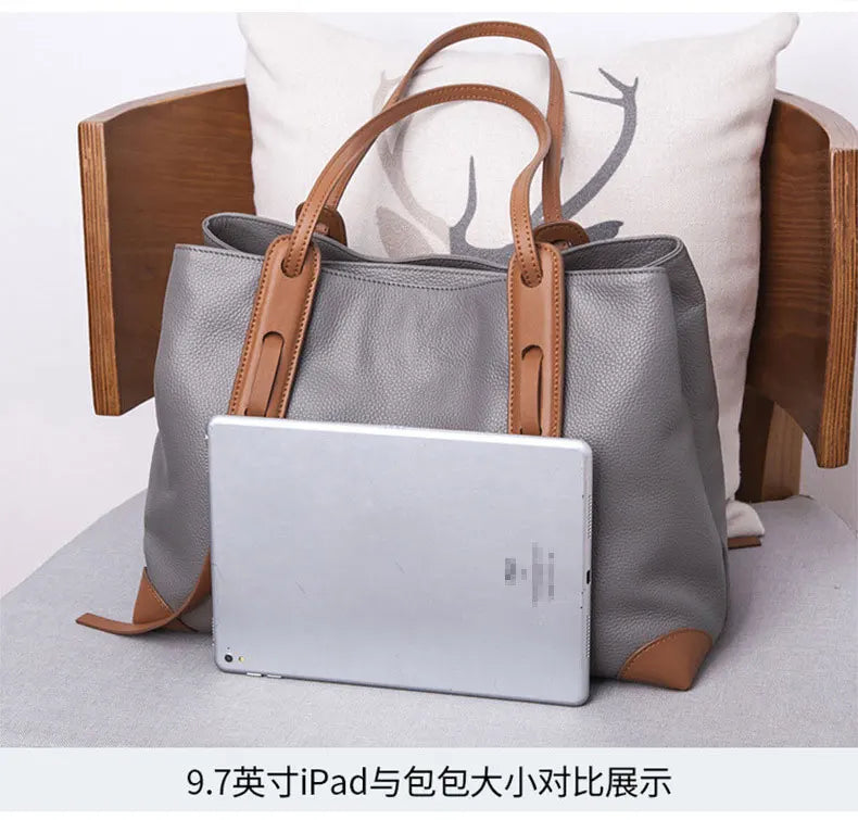 Genuine Leather Tote Bag Luxury Designer Women's Shoulder Bag Large Capacity Women Bags High Quality Soft Cowhide Female Handbag