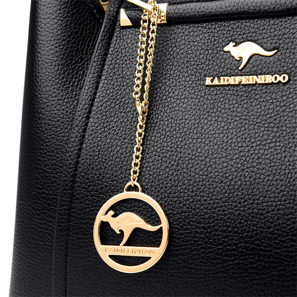 Luxury Triple-Layer Leather Tote & Crossbody