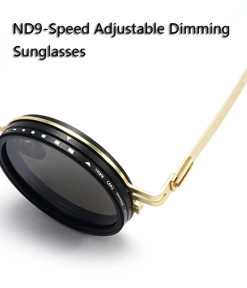 New Adjustable 1-9 Sunglasses Punk Polarized Sun Glasses Men Women Round ND Filter Lenses Retro Fishing Eyeglasses Shades