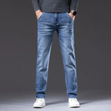 2025 Autumn New Men Regular Fit Stretch Jeans Classic Style Smoky Gray Fashion Casual Denim Pants Male Brand Trousers Blue
