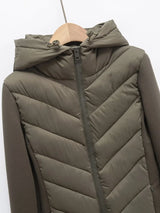 Elegant Patchwork Hooded Sport Coat