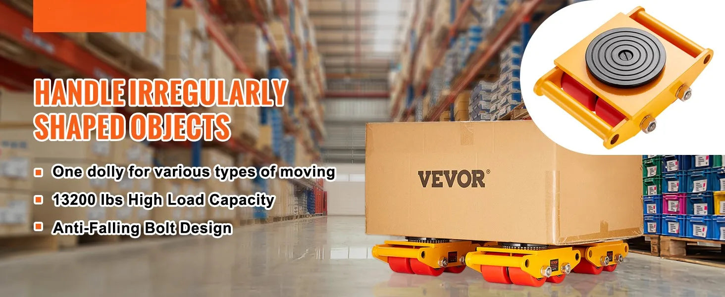 SucceBuy All-Steel Industrial Machinery Mover Pallet Trolley 6T Carrying Tank With 360 Degree Rotation for Transporting Cargo
