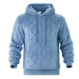 Autumn and Winter Leisure Men's High Street Jacquard Double-Sided Velvet Hooded Sports Trend Pullover Sweater Jacket