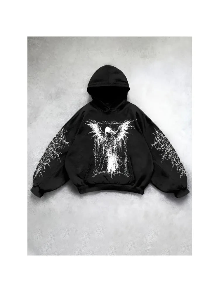 Dark Angel Gothic Print Pullover Hoodie