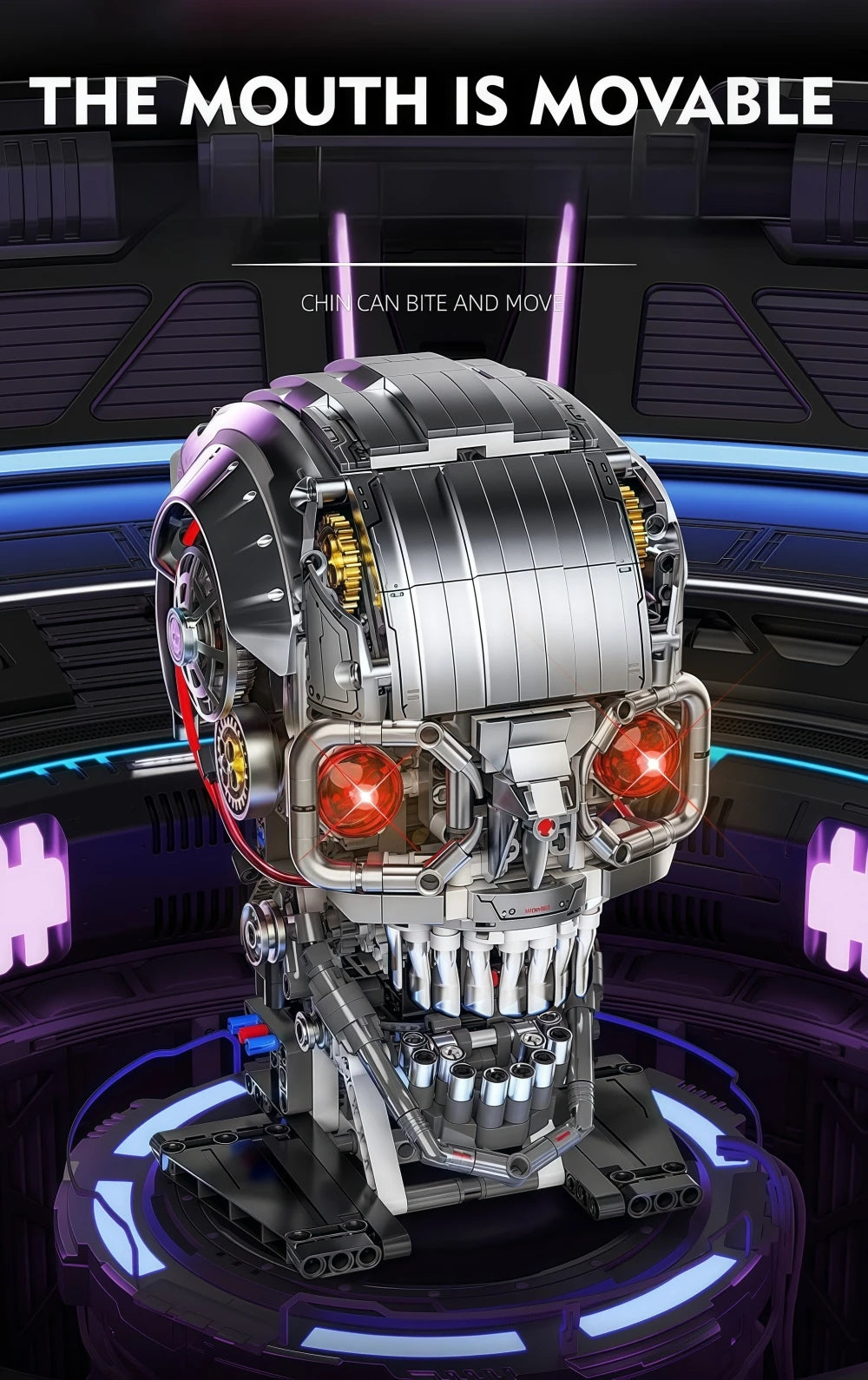 NEW 1099pcs Technical Skull Robot Building Blocks , Gear Linkage ,  Power Motor ,  Desktop Decor Collectible Gift