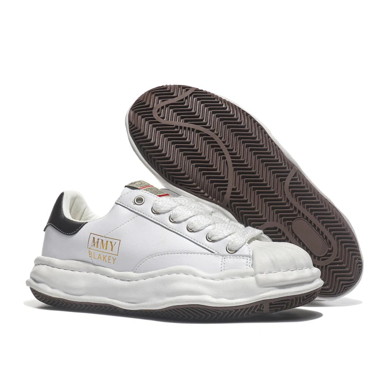 Unisex Thick Sole Board Sneakers — Breathable Lace-Up Casual Walking Shoes
