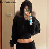 Women’s Black Cropped Zip-Up Hoodie