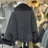 Women's Fox Fur Denim Winter Jacket – 2025 USA Streetwear Edition