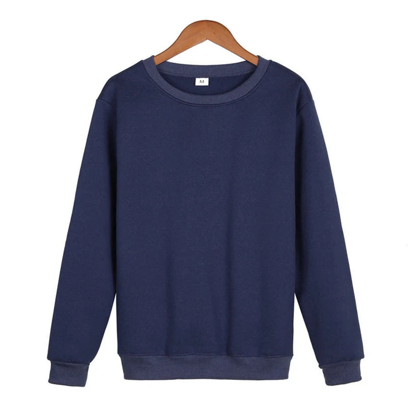 Men's Solid Crew Neck Pullover Sweatshirt