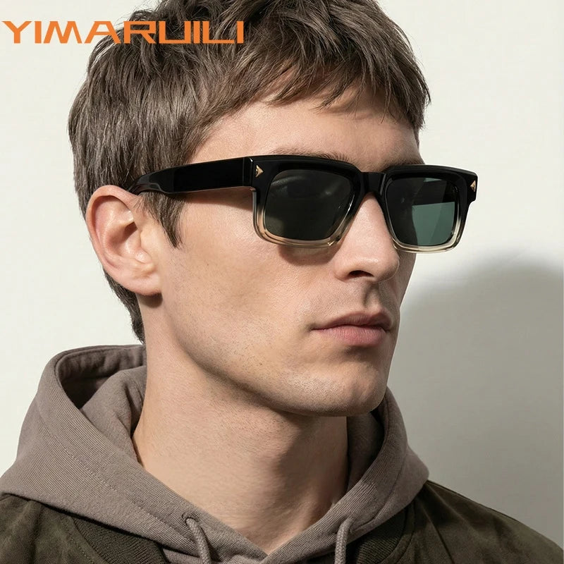 YIMARUILI Retro Square Men's Polarized Sunglasses Fashion Trend UV Protection High Quality TR90 Acetate Women's Driving Glasses