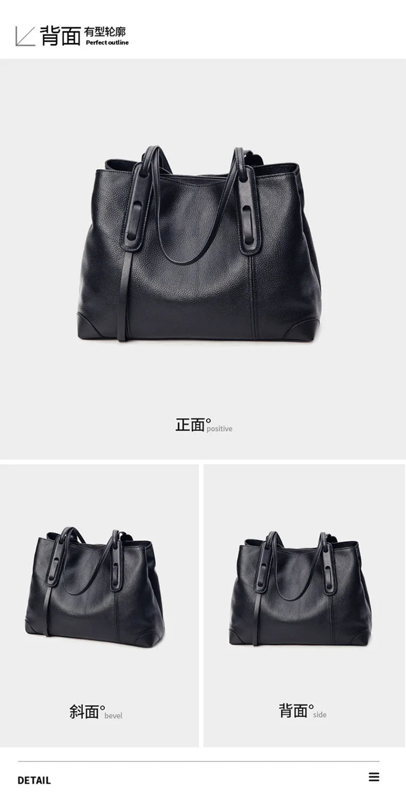 Genuine Leather Tote Bag Luxury Designer Women's Shoulder Bag Large Capacity Women Bags High Quality Soft Cowhide Female Handbag