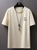 Men's Cotton T-Shirt with Minimalist Smile Print