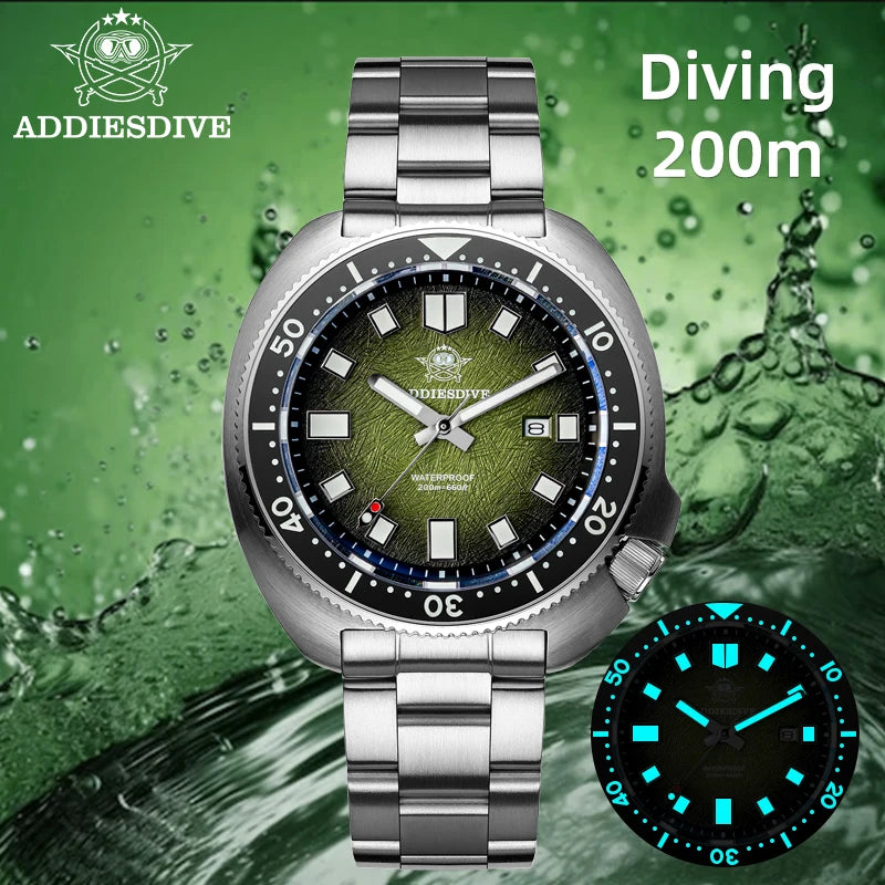 ADDIESDIVE Japan2115 New Men Watch Sapphire Glass BWG9 Ultra-Bright Luminous 200m Waterproof Wristwatch Luxury Quartz Watches