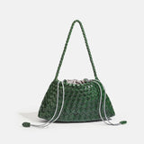 High End Fashion Handbag Messenger Bag with Large Inner Pocket, Popular Pure Hand Woven Bag for Women Tote Shoulder Underarm Bag