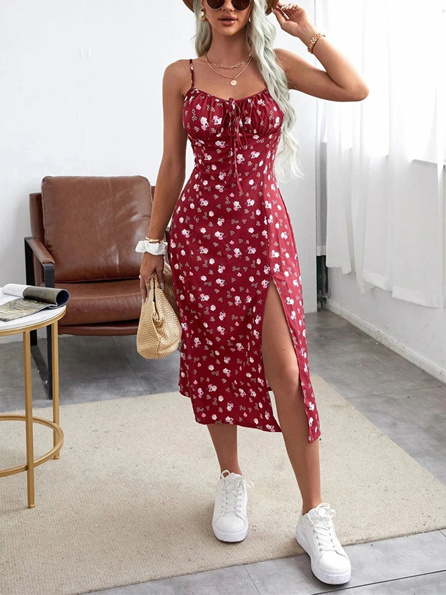 Elegant Summer Floral Spaghetti Strap Mini Dress