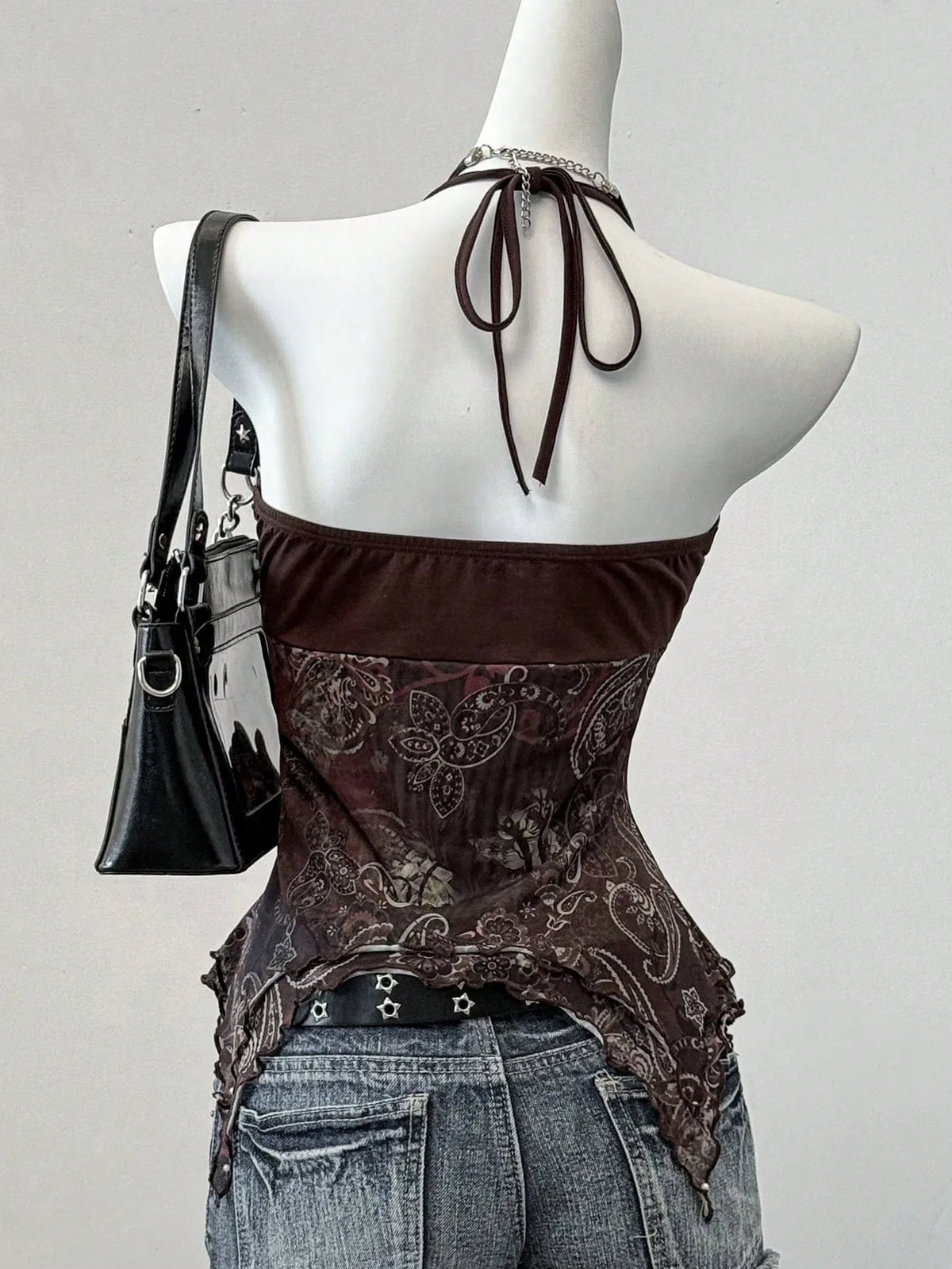 Women's Printed Mesh Halter Top