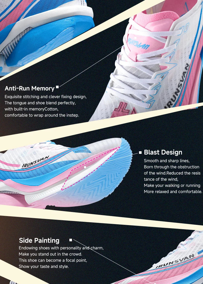 IRUNSVAN Shadow Wing 2.0 Carbon Plate Professional Marathon Running Shoes Men Lightweight Cushioning Training Outdoor Sneakers