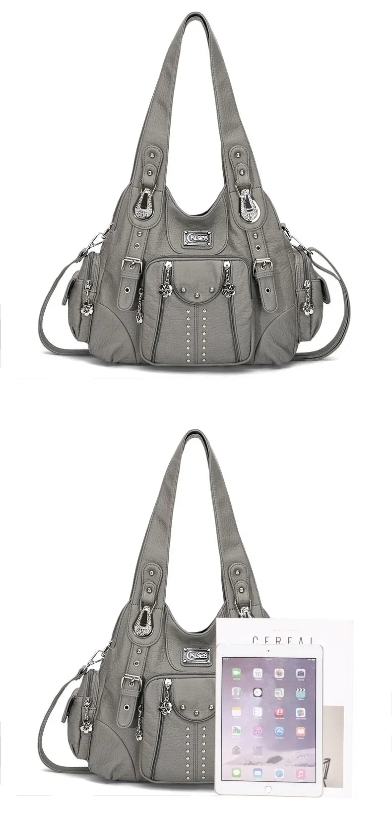 Vintage Women Bag Large Handbags Satchel Top-handle PU Shoulder Bag Vintage Dumpling Pack Multi-pockets Shoulder Bags Purse