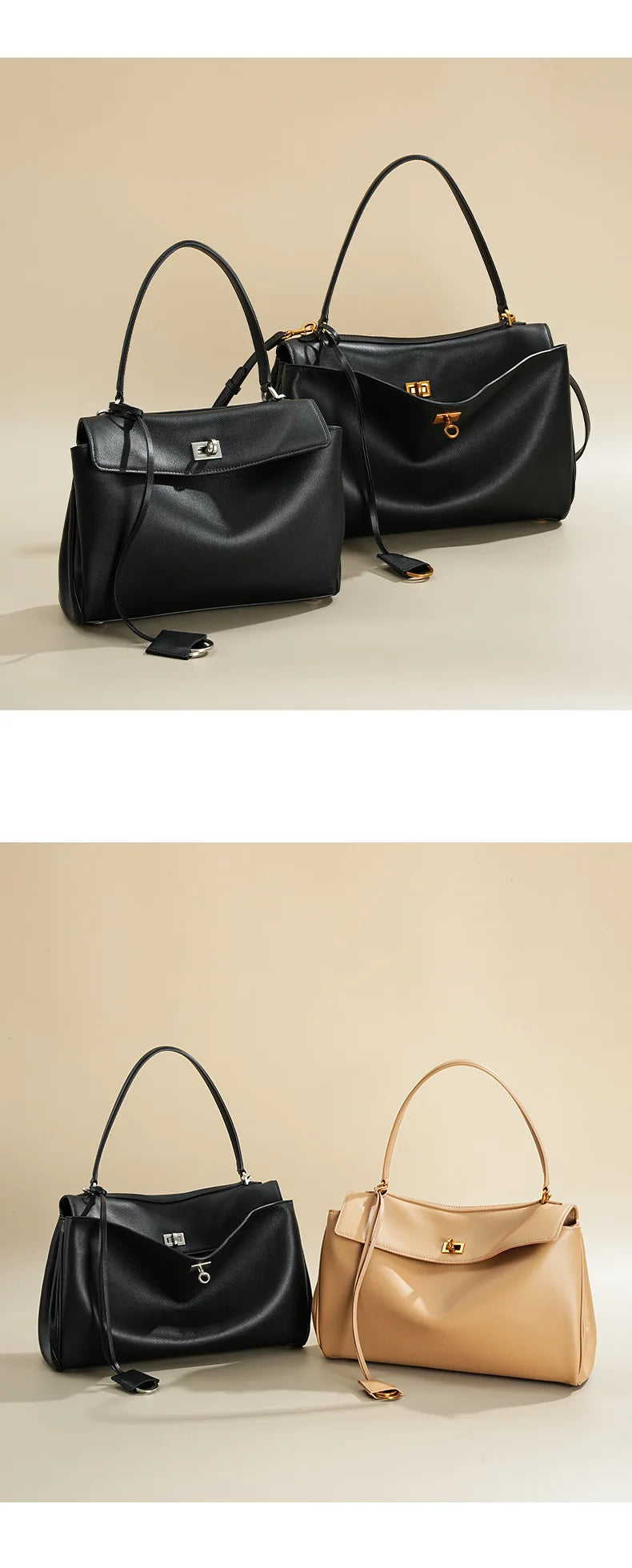 Large Capacity Women's Leather Handbag High-End Single Shoulder Crossbody Tote for Commuting