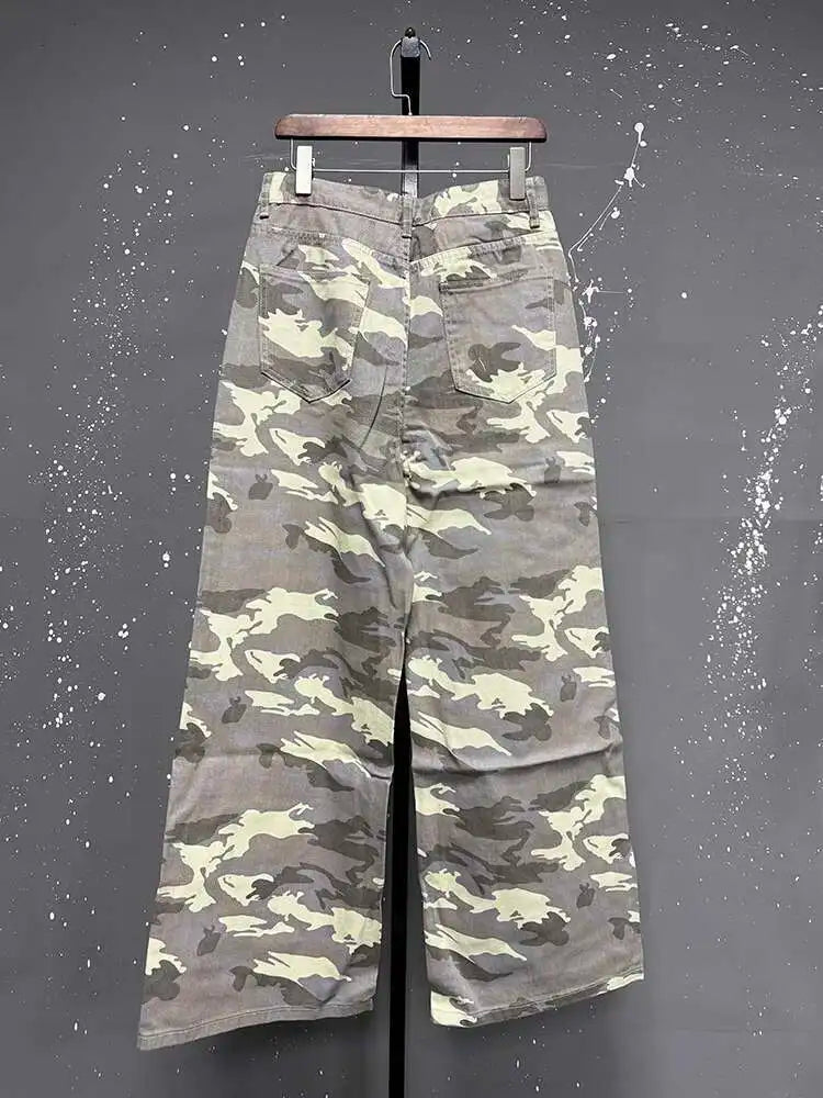 Retro Washed Wide-Leg Denim Trousers