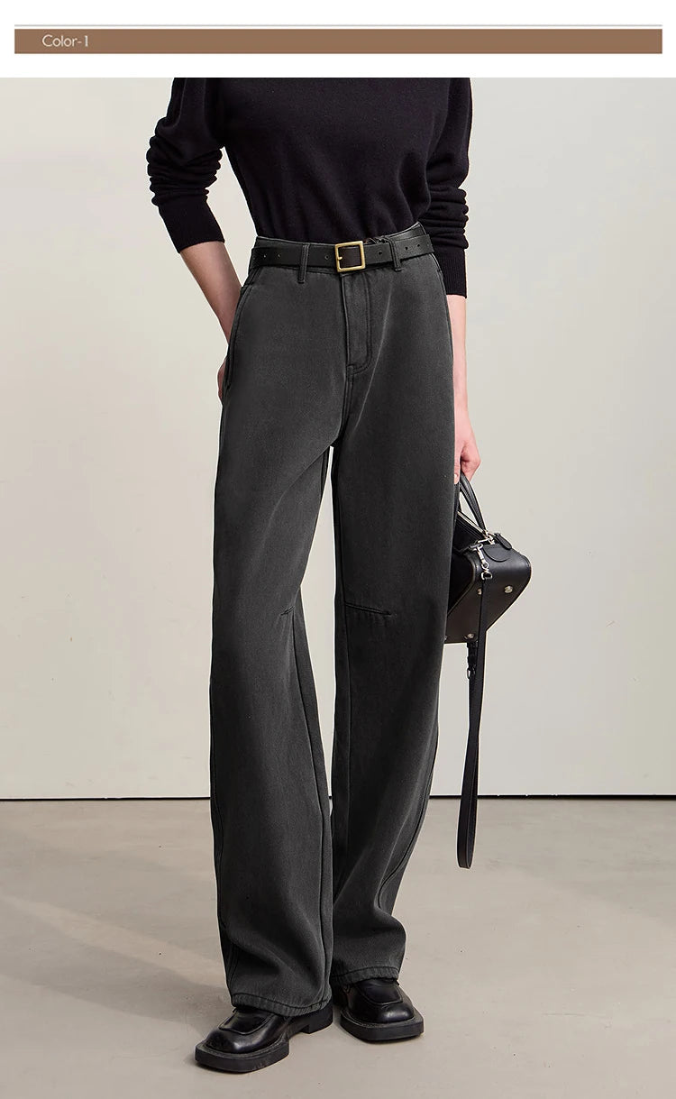 AMII Wide-Leg Warm Jeans – Winter 2025 | Women's