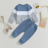Toddler Boy Color Block Sweatsuit | 2-Piece Cotton Fall/Winter Outfit (0-3T)