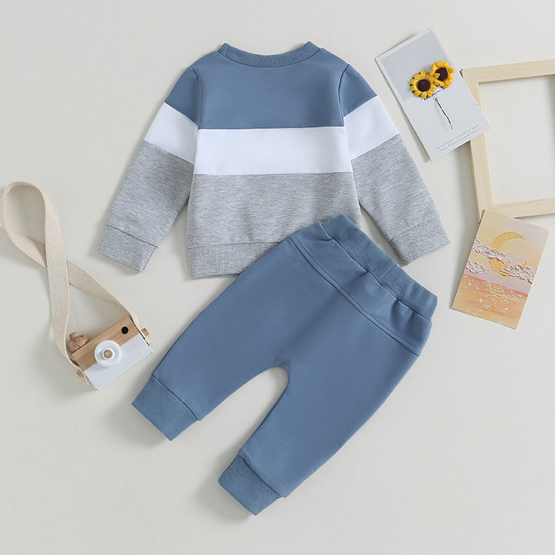 Toddler Boy Color Block Sweatsuit | 2-Piece Cotton Fall/Winter Outfit (0-3T)