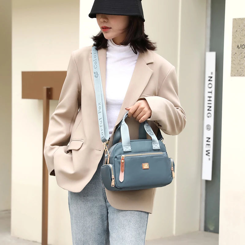High Quality Fabric Women Shoulder Bag Pretty Style Gilrs Shopping Messenger Bag Fashion Casual Double Layers Women Handbag
