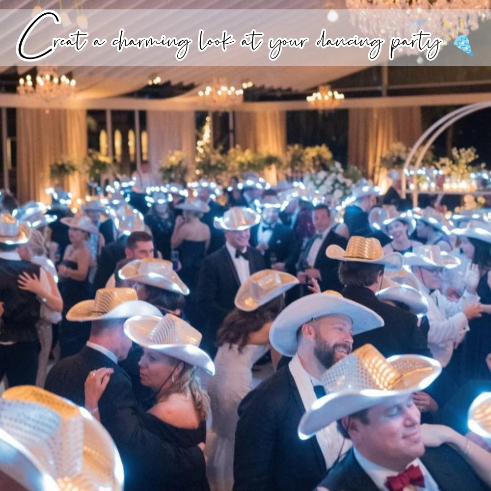 LED Light-Up Cowboy Hats – Glitter Party Pack