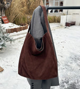 Frosted Suede Tote Bag – Large Capacity Shoulder Bag