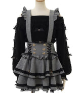 Lolita Plaid Strap Skirt – High Waist Mini for Women