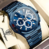 POEDAGAR Business Male Clock Date Chronograph Waterproof Luminous Luxury Men Watch Stainless Steel Quartz Fashion Men's Watches
