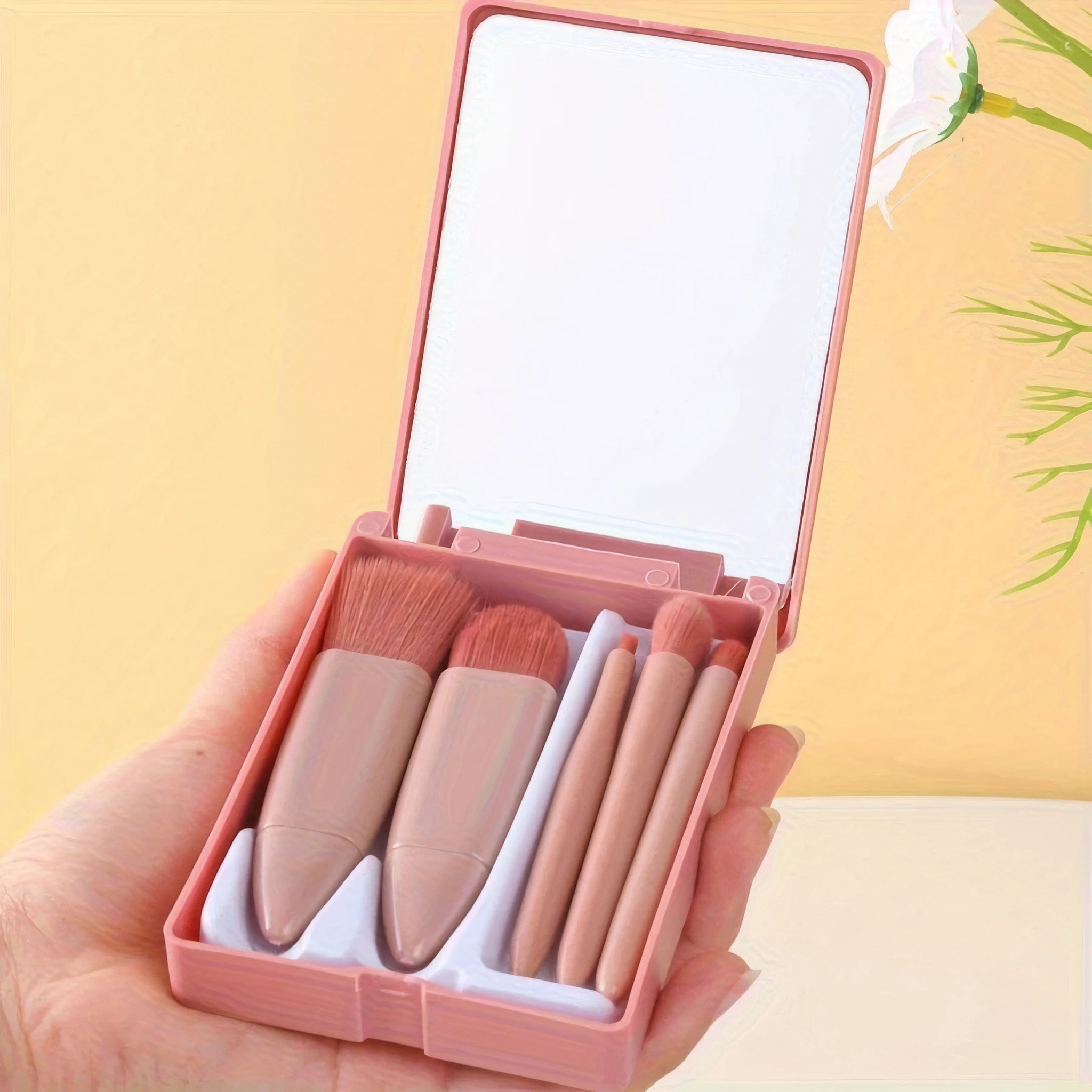 5-Piece Pink Makeup Brush Set | Soft Synthetic Bristles